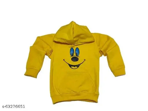 Multicolor printed cotton blend hooded sweatshirt for kids, ideal for winter days