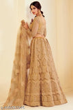 White and gold embroidered net lehenga, choli, and dupatta set - Designer Indian wedding wear