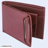Brown PU leather men's multi-functional wallet with 8 card slots, solid design, and textured body
