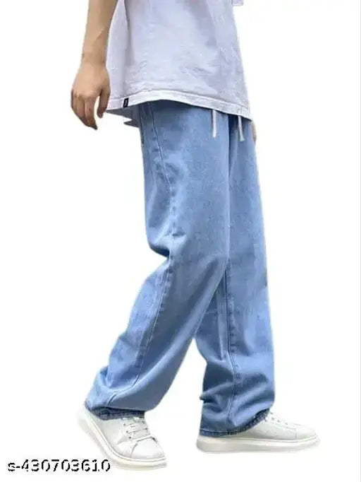Light Blue Denim Steright Fit Baggy, men's jeans in various sizes from 28 to 32 for a comfortable fit, made in India