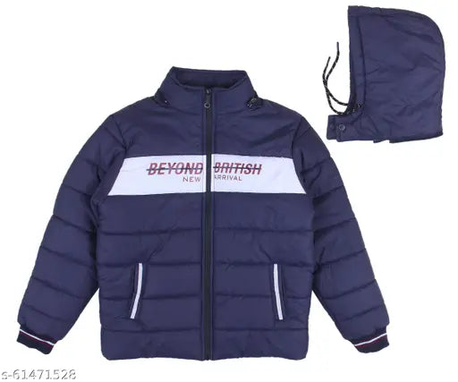 Nylon Indian fort full sleeve jacket for boys, solid pattern, zip closure