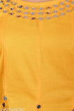 Vibrant yellow embroidered Anarkali Kurti set with Sharara, made from rayon fabric. Perfect for festive occasions or celebrations. Indian ethnic wear, size XS-XL