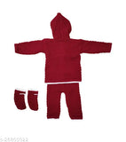 Woolen Flawsome Stylus Boys Sweatshirt Set - 1 hoodie, 1 pyjama, 2 booties for winter warmth and style