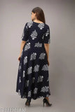 Rayon printed long kurti, short sleeves by Rupin Fashion Designer - Modern Indian dress for M (38" bust, 48" length), L (40" bust, 48" length), XL (42" bust, 48" length), XXL (44" bust, 48" length)