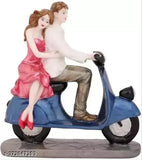 Goldiluxe Resin Scooter Couple Showpiece - Romantic Valentine's Day engagement gift, perfect for home decor (India)
