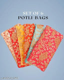 Silk embroidered net Potli bag for women, 2 compartments, free size (12.5x24.5 cm), ideal for weddings, parties, and traditional functions