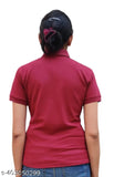 Maroon cotton collar t-shirt, vibrant and classy women's and girls' top, perfect for summer casual wear