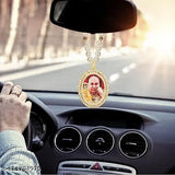 White pearl and gold beads GuruJi Swaroop pendant, religious car decor for blessings