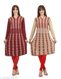 Woolen printed A-line Kurta, Christy's Collection women's long sleeves, Indian woolen fashion combo (M - 36in, L - 38in, XL - 40in)