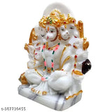 Multicolor marble dust Panchmukhi Hanuman Ji statue, intricately detailed with ornate attire and weapons. Perfect decorative showpiece for home temple, office temple, or car dashboards (18 cm)