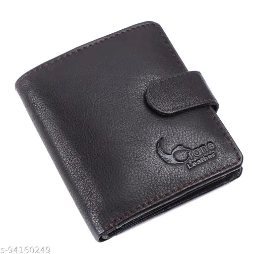 Brown soft genuine leather men's wallet, 8 card slot, high-quality classic design, free size (4cm x 8cm), India origin