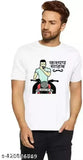 White polyester t-shirt with Kashyap Saab printed round neck and short sleeves, featuring a vibrant print
