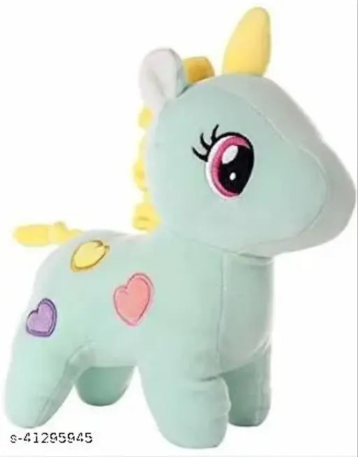Green fiber net, 12cm unicorn soft toy from India, unisex plush toy for kids play