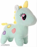 Green fiber net, 12cm unicorn soft toy from India, unisex plush toy for kids play