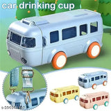 Blue plastic bus-shaped sipper water bottle for kids, BPA free, leak-proof design, perfect for school use (1 pack)