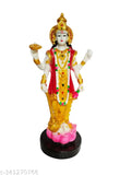 Multicolor polyresin Lord Vishnu statue, 22cm tall decorative showpiece for home or pooja room