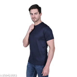 Men's cotton blend, ultra soft, lightweight round neck half sleeves t-shirt for men - SANRITI ENTERPRISES (M: 38in/28in, L: 40in/28.5in, XL: 42in/29in)