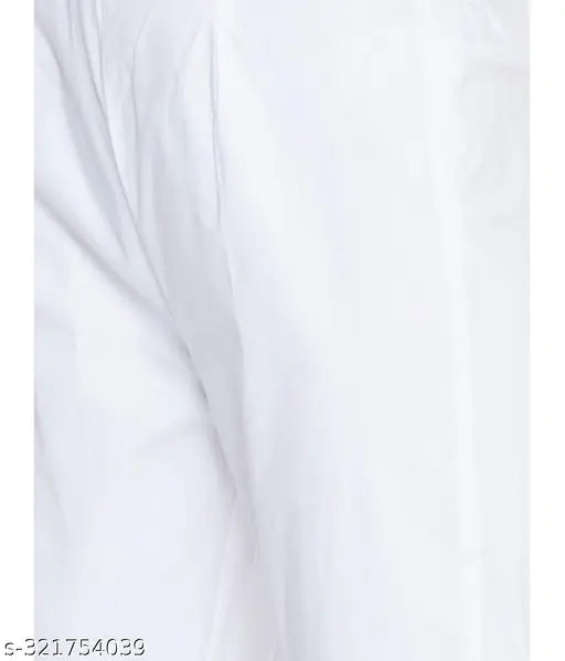 White 100% cotton pants, solid design, versatile for parties, office, or casual wear