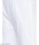 White 100% cotton pants, solid design, versatile for parties, office, or casual wear