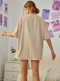 Cotton printed peach oversize t-shirt, baggy style with beige, black, and pink hues for women's casual wear under $200