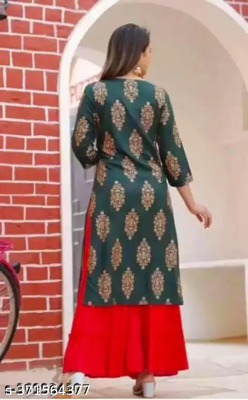 Rayon three-quarter sleeve Prachi2 blouse, printed combo, S (36in bust, 44in length), India