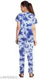 Women's tie-dye printed nightsuit set (Pack of 3) - polycotton, short sleeve, tie dye pattern, comfortable sleepwear
