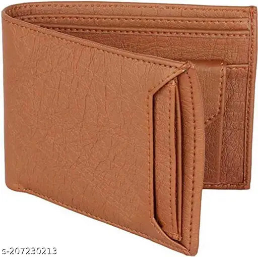 Solid faux leather bi-fold compact wallet for men, features ID window, coin pocket, multi-card. Top-selling trendy gents purse with 2 compartments, free size (12x9 cm or 11x10 cm). Made in India