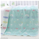 Organic muslin fleece reversible blanket, cute cartoon design for all seasons, perfect for baby kids gifts