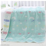 Organic muslin fleece reversible blanket, cute cartoon design for all seasons, perfect for baby kids gifts
