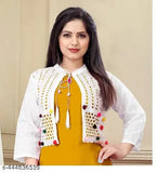 Trendy cotton blend waistcoat for women, self-design net pattern, three-quarter sleeves