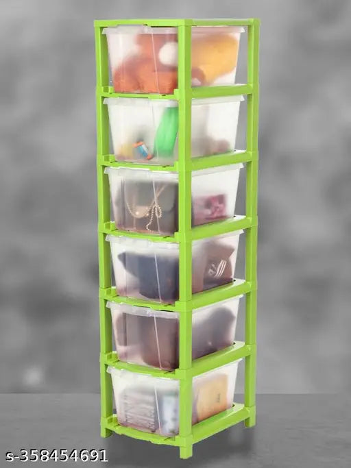 6xL green plastic drawer organizer for books, toys, shoes, clothes. Perfect storage solution for home or office