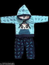 Winter wool hoodies for babies and girls, printed net design in warm hues on long sleeves