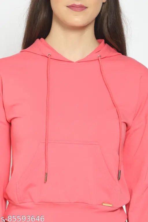 Fleece, solid women's reversible sweatshirt with long sleeves, on hanger for easy display