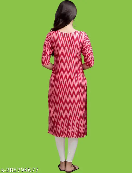 Baby Pink Crepe Chevron Patterned Kurti, casual and stylish for various occasions, knee-length (42 inches)