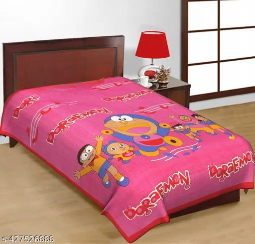 Blue Mickey Mouse print, superfine 144 TC cotton single bedsheet for kids' summer use, made in India