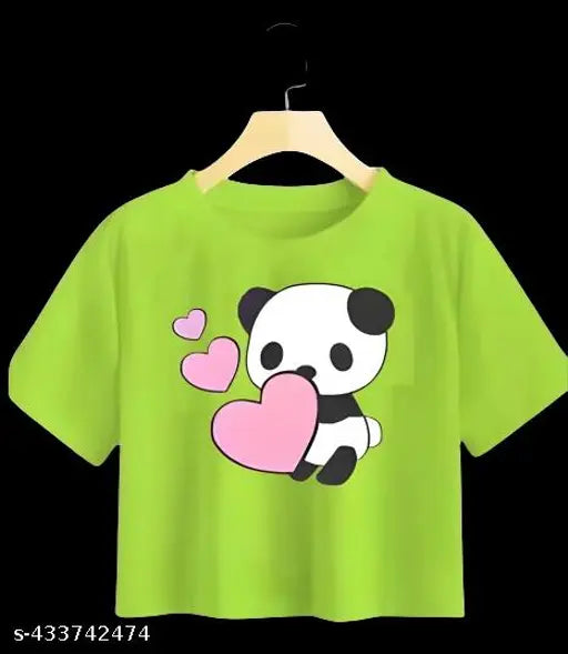 Stylish printed cotton blend crop top T-shirts for girls - pack of 2, trendy crop tops on display