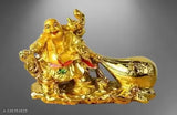 Laughing Buddha with Money Potli, wealth and business Vastu Feng Shui decorative showpiece (9cm polyresin)