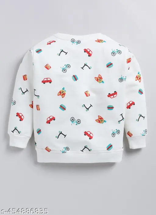 Mi Galaxy Pure Cotton Full Sleeve Boys Sweatshirt, printed net design on soft, breathable cotton. Ideal for gifting, sizes 6-12 Months to 8-9 Years, made in India