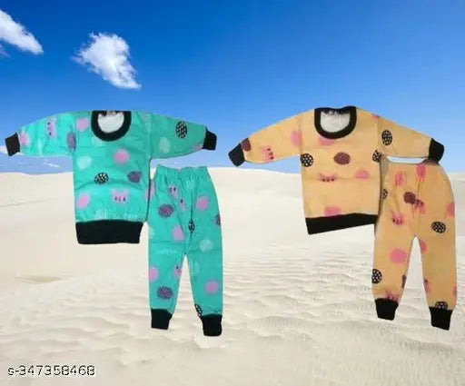 Wool unisex baby winter suit (2p), printed net pattern, long sleeves, 0-3 Months to 2 Years