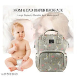 Grey unicon print, waterproof diaper backpack for mothers - spacious with multiple pockets for baby essentials organization, lightweight & easy to clean