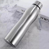 Silver stainless steel leak-proof water bottle (1000ml), suitable for school, college, home & office use - shatterproof and easy to clean