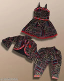 Embellished cotton blend A-line panjabi suit with kothi for girls, Indian traditional wear without dupatta
