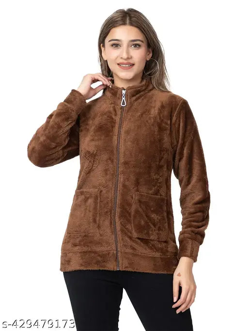 Lo G Lo winter wear, solid polycotton zipper sweatshirt for women - long sleeve, printed net design