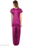 Purple and royal blue satin night suit top and pyjama set by Senslife, comfortable fashion for special nights