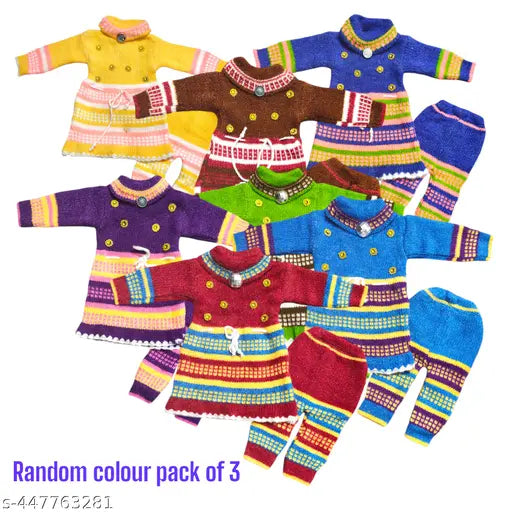 Woolen striped newborn baby winter sweater with long sleeves, vibrant fruit prints