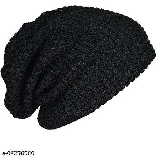 Woolen men's beanie cap by Parmeshwari Textile, trendy fur pattern for sports and casual wear, Made in India