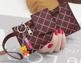 Genuine leather, RFID-blocking checked clutch bag with 2 compartments & detachable sling strap - Indian handcrafted style