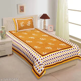 Attractive cotton botanical-print single bedsheets combo pack (2 sets with 2 pillow covers), ideal for summer home decor