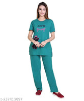 RG Summer Daily Nightwear cotton round neck printed half sleeve top & bottom, loose-fitted women's pyjamas in three sizes - L, XL, XXL. 100% cotton nightsuit for summer, no fade or shrinkage issues
