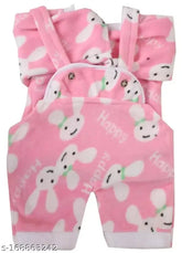 Light pink wool sweater for newborn baby, long sleeves with printed net pattern - kids winterwear dress from India